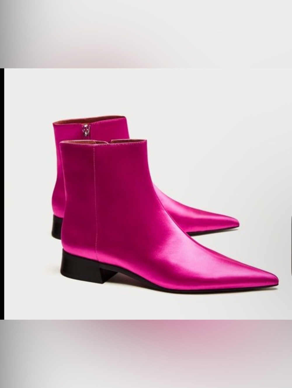 Zara Satin Bootie Women's Hot Pink Pointed Toe Ankle Boots